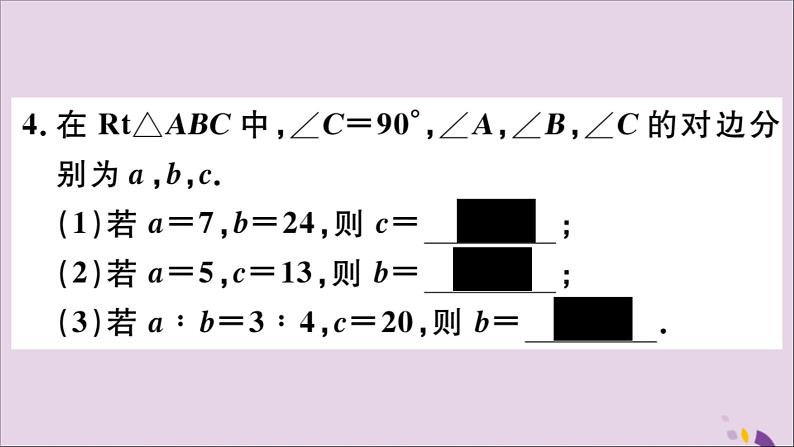 八年级数学上册第14章勾股定理14-1勾股定理14-1-1直角三角形三边的关系第1课时探索直角三角形三边的关系习题课件06