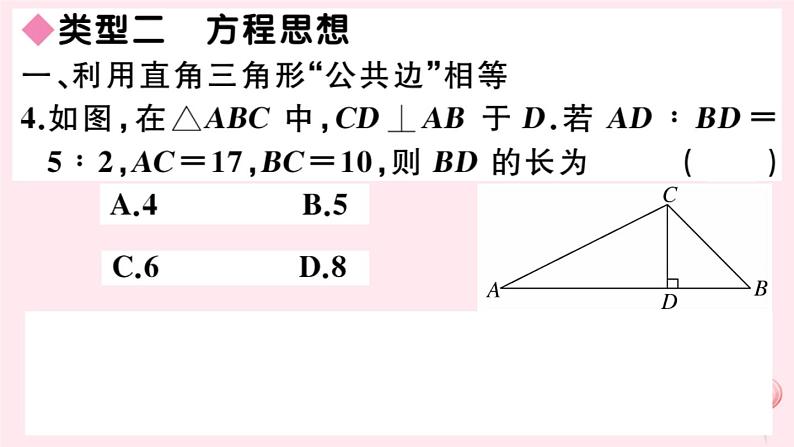 2019秋八年级数学上册思想方法专题勾股定理中的思想方法习题课件05