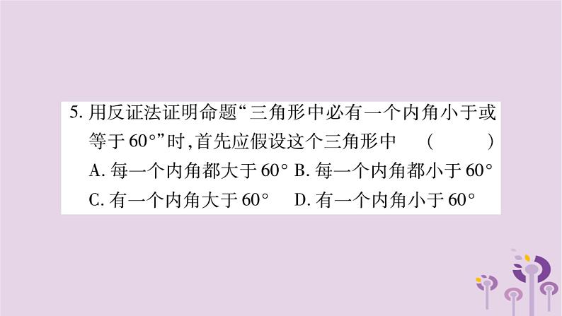 八年级数学上册第14章勾股定理14-1勾股定理14-1-3反证法作业课件06