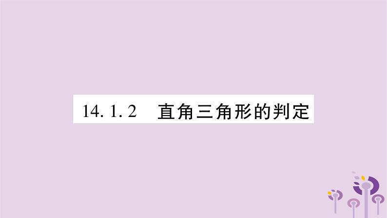 八年级数学上册第14章勾股定理14-1勾股定理14-1-2直角三角形的判定作业课件01