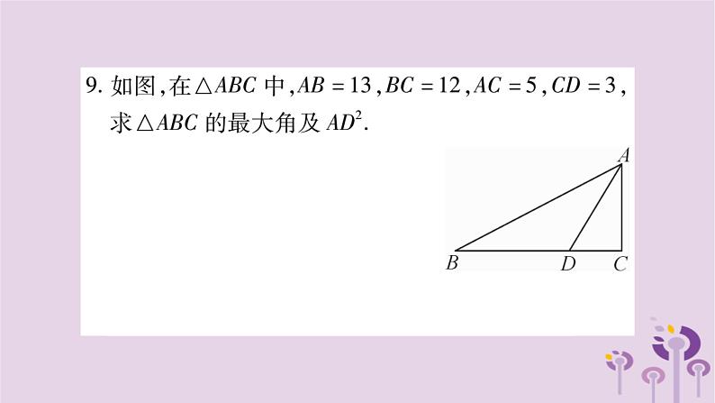 八年级数学上册第14章勾股定理14-1勾股定理14-1-2直角三角形的判定作业课件08