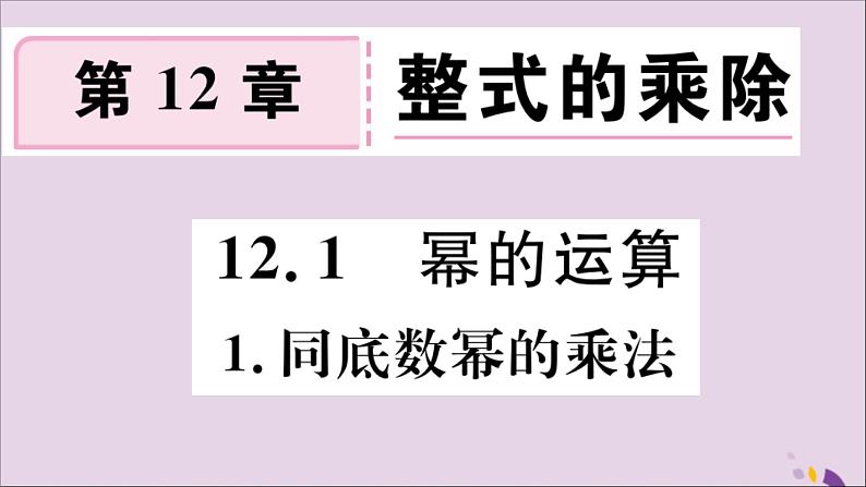 八年级数学上册第12章整式的乘除12-1幂的运算12-1-1同底数幂的乘法习题课件01