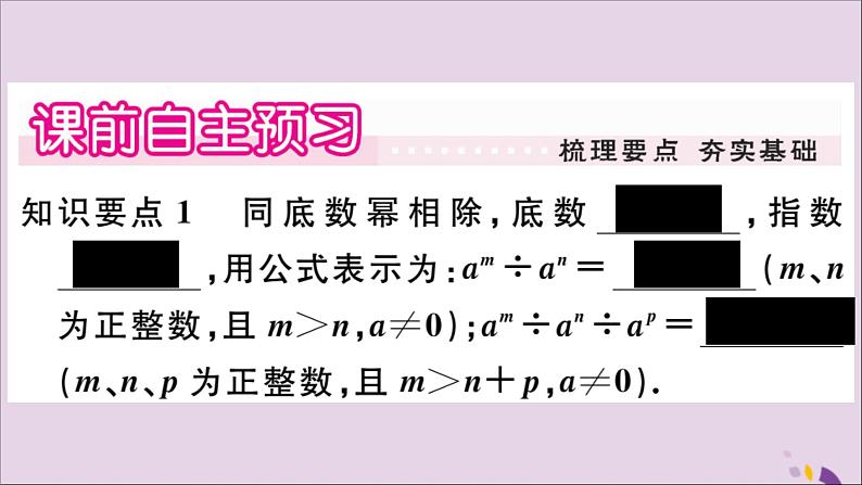 八年级数学上册第12章整式的乘除12-1幂的运算12-1-4同底数幂的除法习题课件02