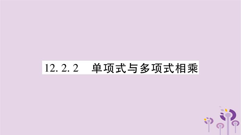 八年级数学上册第12章整式的乘除12-2整式的乘法12-2-2单项式与多项式相乘作业课件01