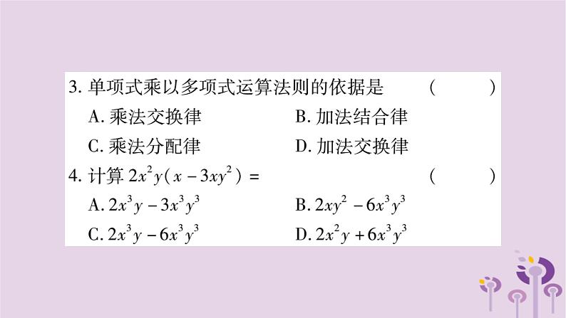 八年级数学上册第12章整式的乘除12-2整式的乘法12-2-2单项式与多项式相乘作业课件04