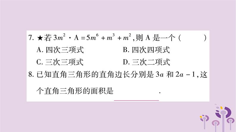 八年级数学上册第12章整式的乘除12-2整式的乘法12-2-2单项式与多项式相乘作业课件06