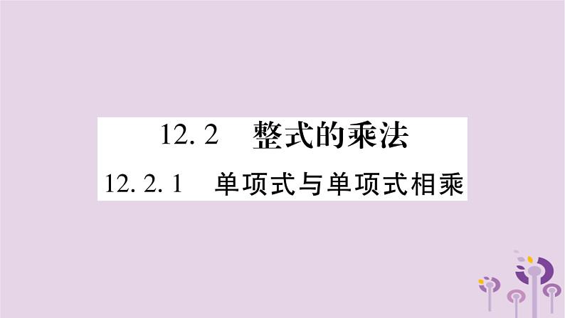 八年级数学上册第12章整式的乘除12-2整式的乘法12-2-1单项式与单项式相乘作业课件01