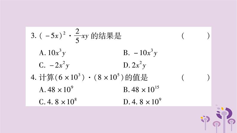 八年级数学上册第12章整式的乘除12-2整式的乘法12-2-1单项式与单项式相乘作业课件04