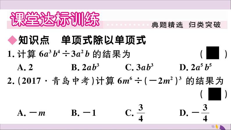 八年级数学上册第12章整式的乘除12-4整式的除法12-4-1单项式除以单项式习题课件03