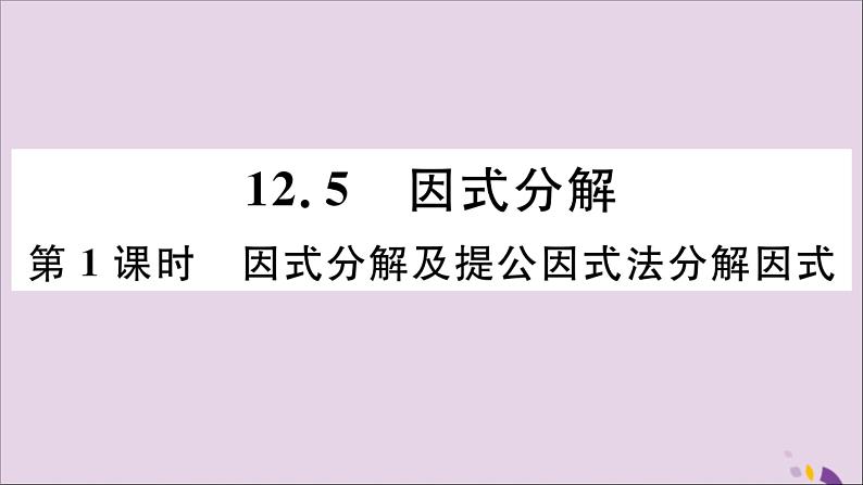 八年级数学上册第12章整式的乘除12-5因式分解第1课时因式分解及提公因式法分解因式习题课件01