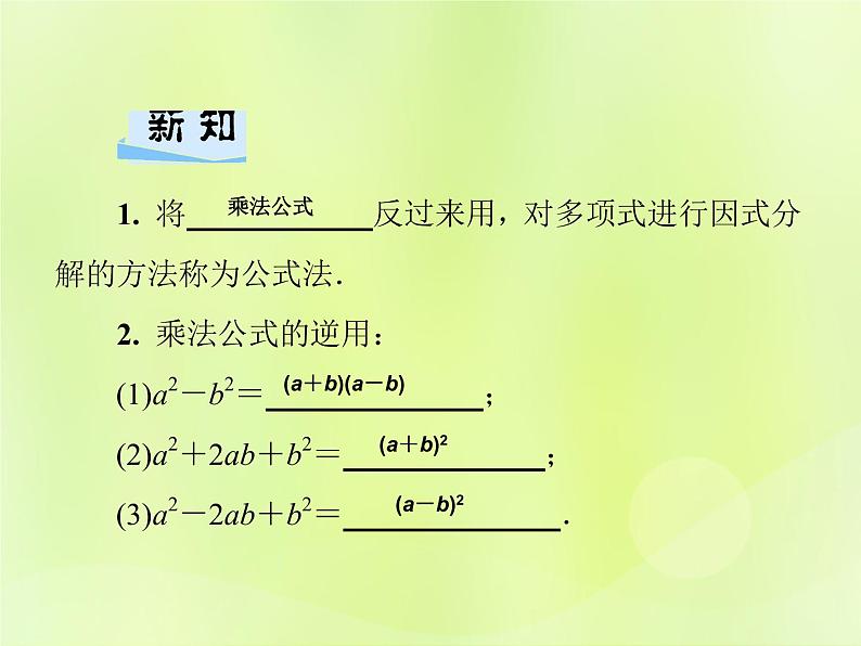 八年级数学上册第12章整式的乘除12-5因式分解第2课时公式法习题课件02