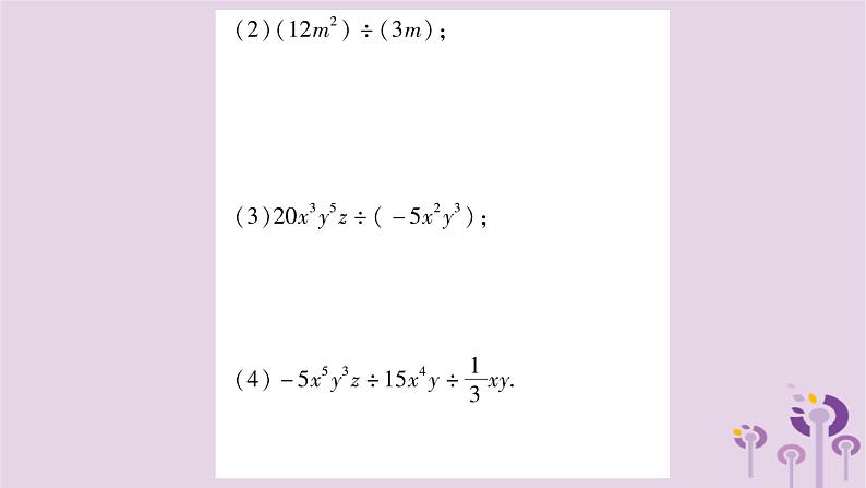 八年级数学上册第12章整式的乘除12-4整式的除法12-4-1单项式除以单项式作业课件05