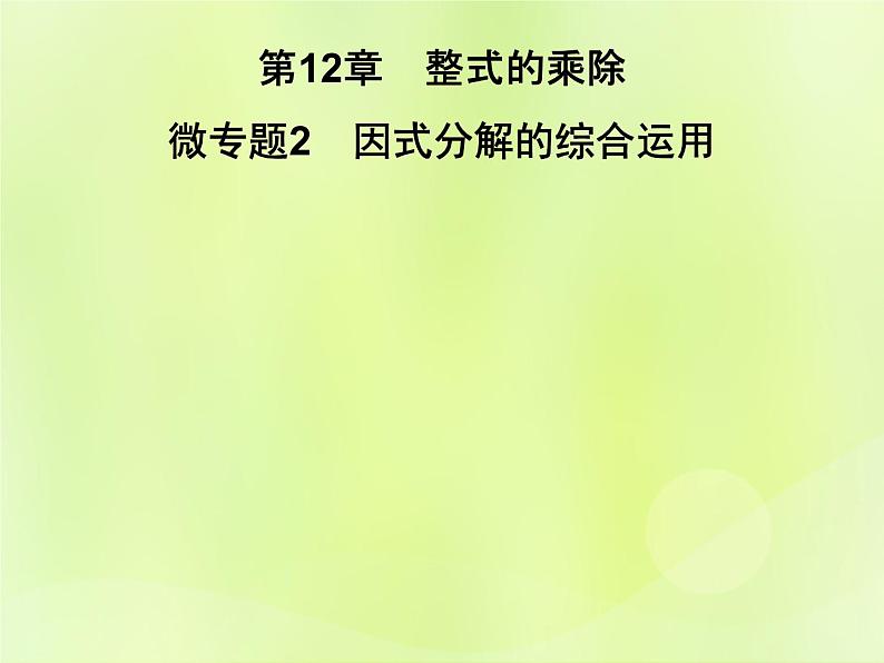 八年级数学上册第12章整式的乘除微专题2因式分解的综合运用习题课件第1页