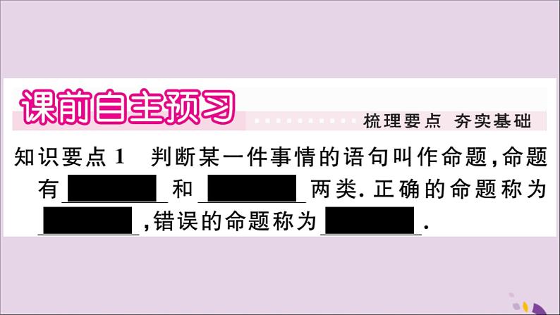 八年级数学上册第13章全等三角形13-1命题、定理与证明13-1-1命题习题课件第2页