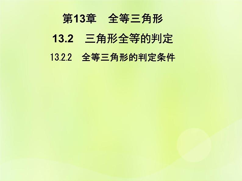 八年级数学上册第13章全等三角形13-2三角形全等的判定13-2-2全等三角形的判定条件习题课件01