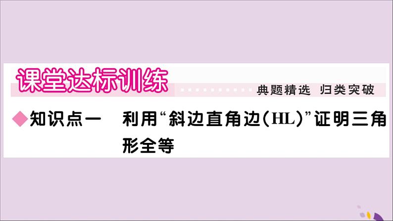 八年级数学上册第13章全等三角形13-2三角形全等的判定13-2-6斜边直角边习题课件03