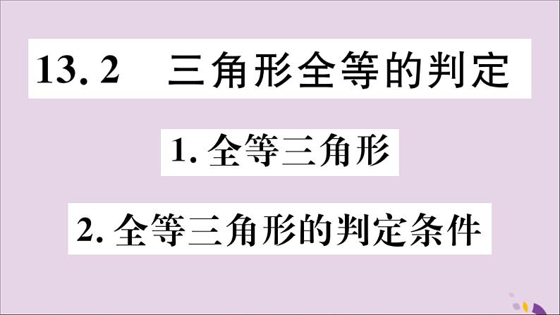 八年级数学上册第13章全等三角形13-2三角形全等的判定13-21全等三角形2全等三角形的判定条件习题课件01