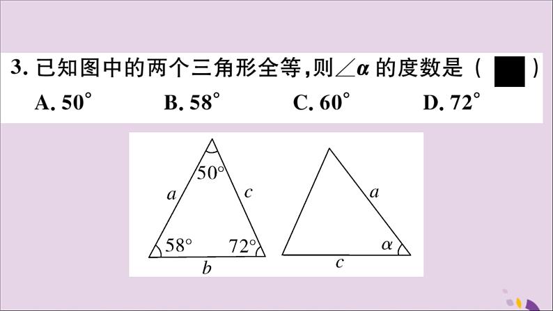 八年级数学上册第13章全等三角形13-2三角形全等的判定13-21全等三角形2全等三角形的判定条件习题课件07