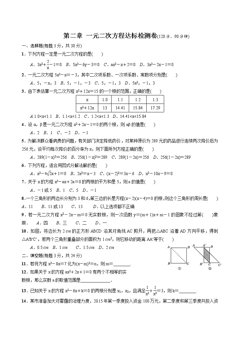 第二章一元二次方程-达标检测卷01