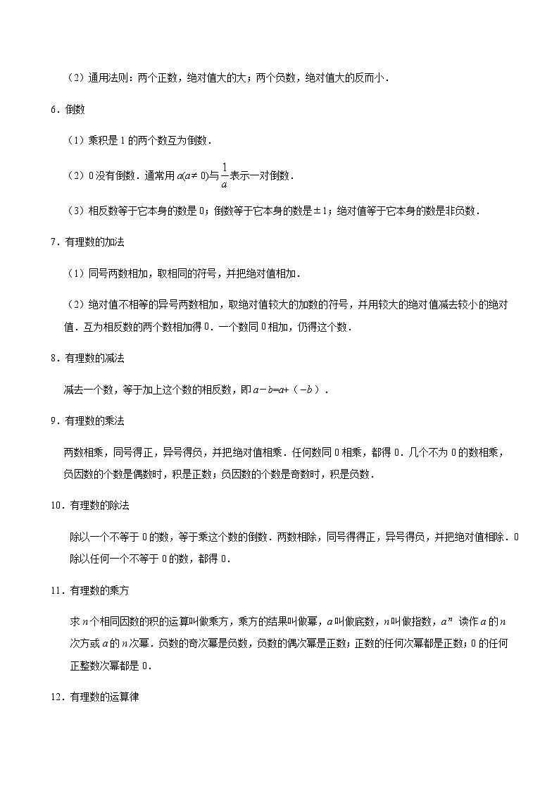 2020-2021学年 人教版七年级数学上册期末复习冲刺           专题01 《有理数》（学生版）02