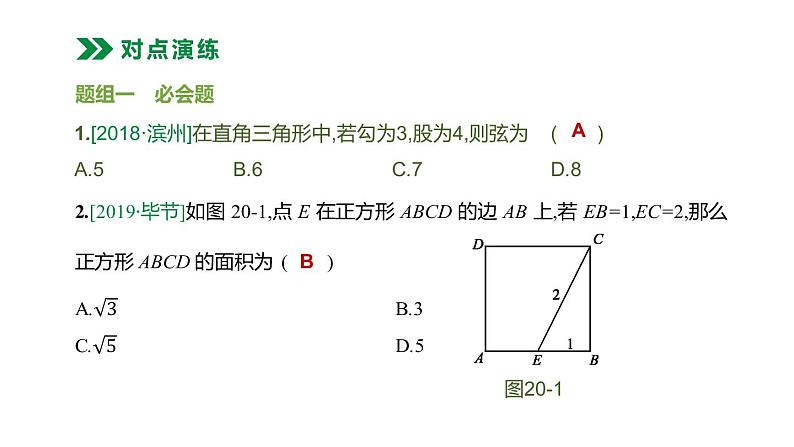 江苏2020中考一轮复习培优 第20课时　直角三角形与勾股定理 练习课件07