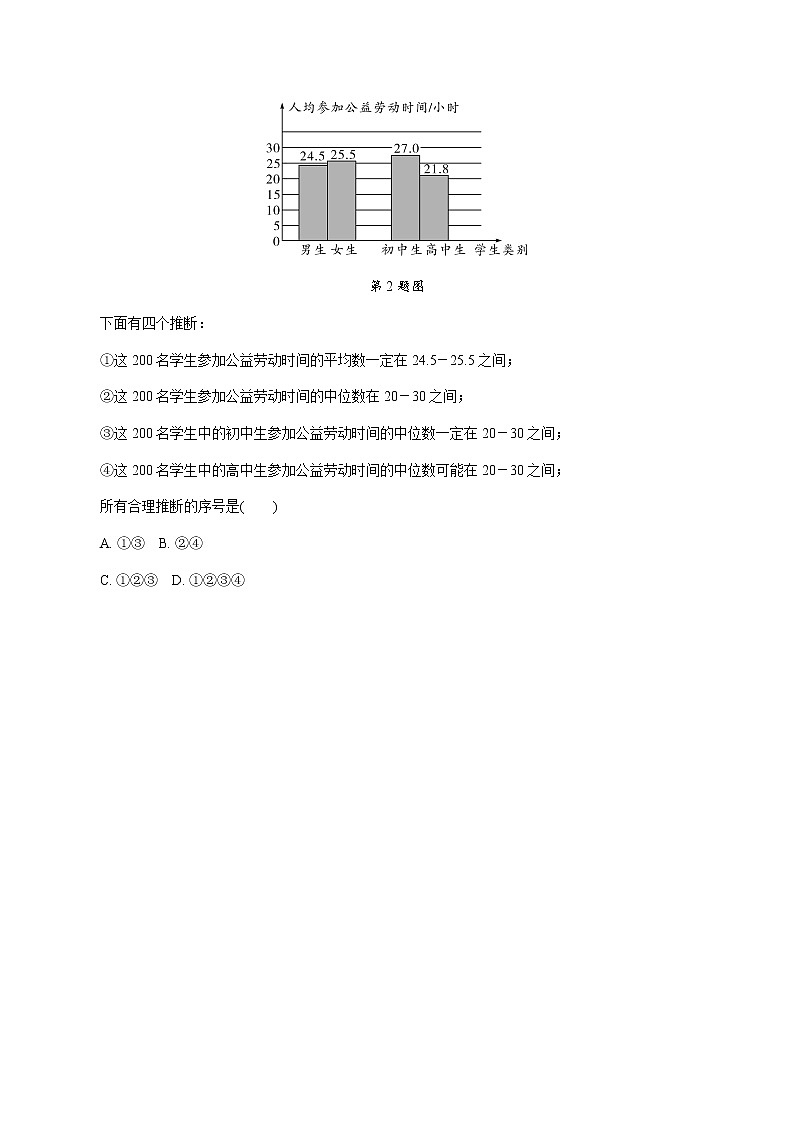 福建2020中考数学一轮培优  第八章 统计 试卷课件02