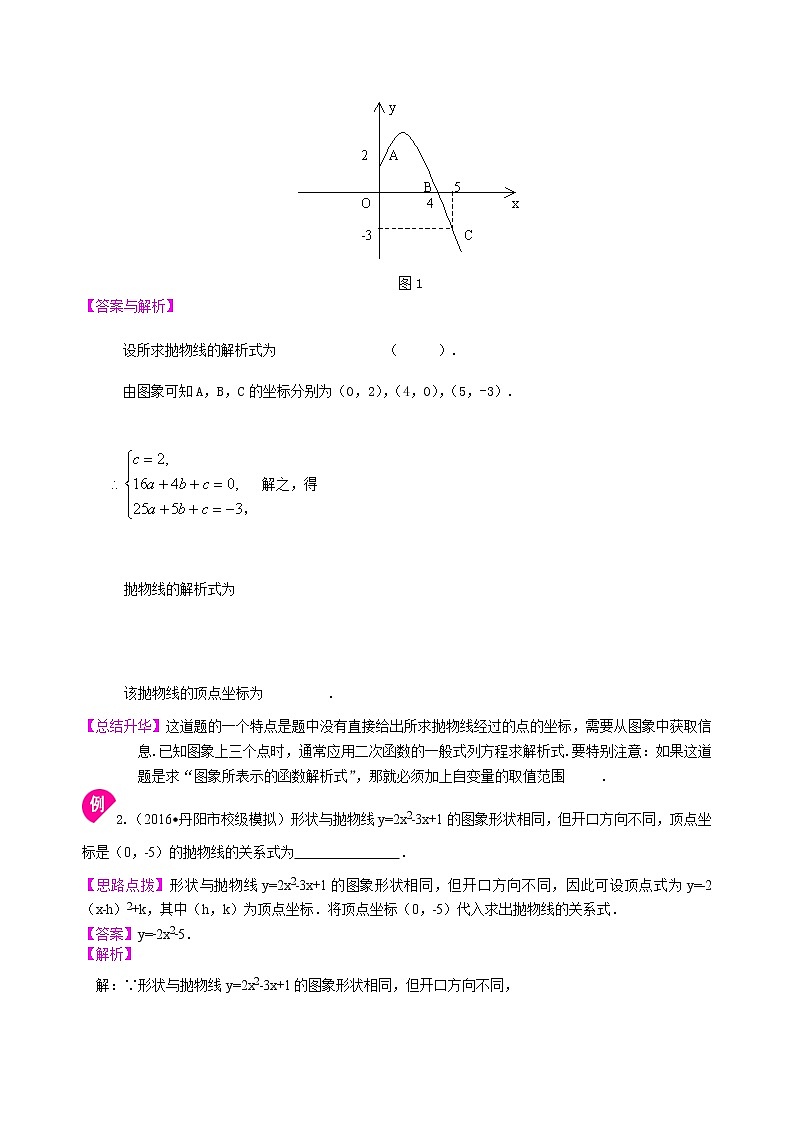待定系数法求二次函数的解析式—知识讲解（提高）02