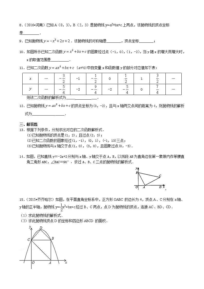 待定系数法求二次函数的解析式—巩固练习（基础）02