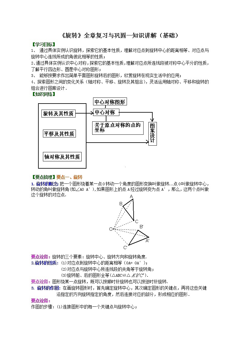 《旋转》全章复习与巩固--知识讲解（基础）01
