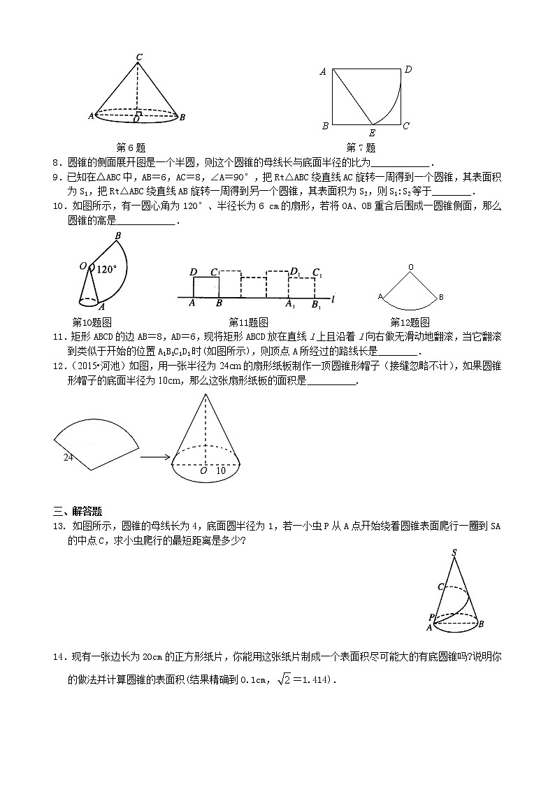 弧长和扇形面积、圆锥的侧面展开图—巩固练习（提高）02