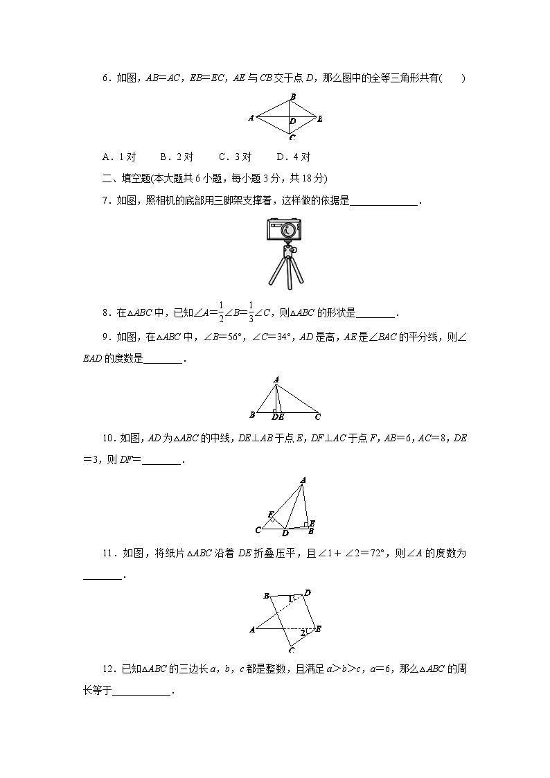 北师大版七年级数学下册第四章　三角形复习课课堂检测题第2页