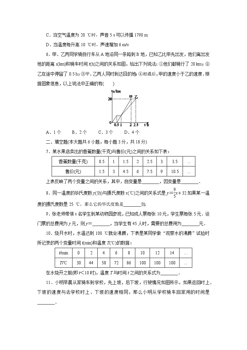 北师大版七年级数学下册第三章　变量之间的关系复习课课堂检测题第2页
