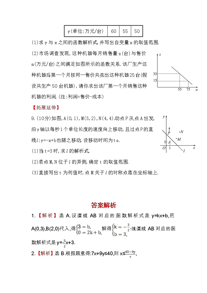 八年级数学下册知识点汇聚测试卷：一次函数高级测试（含详解）03