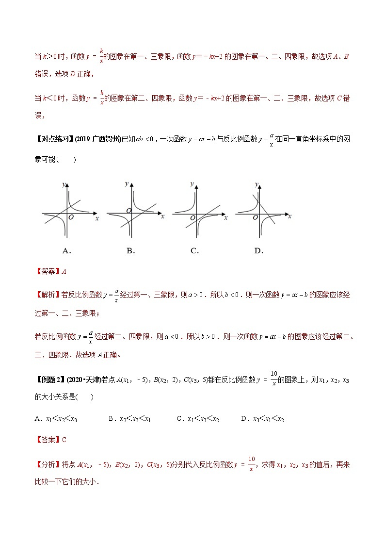 2021年中考数学专题复习 专题38  反比例函数问题（教师版含解析）02