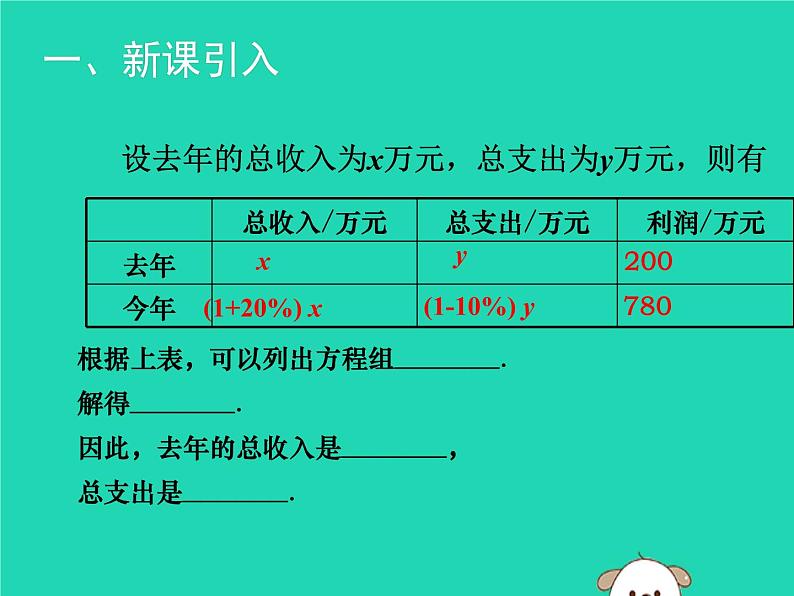 八年级上数学课件2018年秋八年级数学上册第五章二元一次方程组5-4应用二元一次方程组_增收节支教学课件新版北师大版_北师大版03