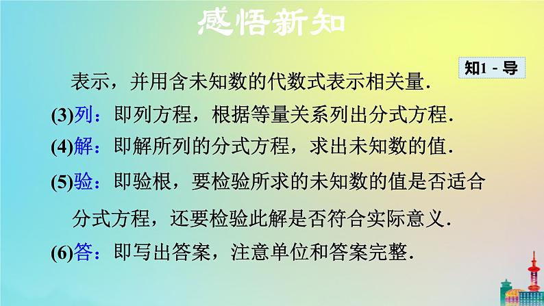 沪科版七年级下册数学  分式方程的应用教学课件ppt05