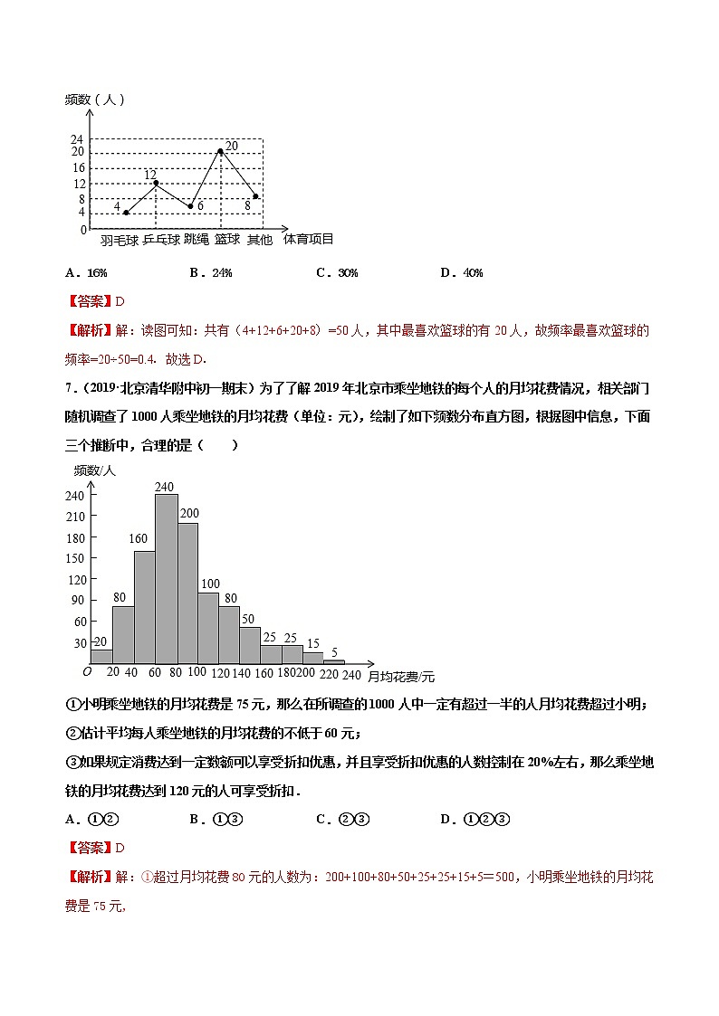 八年级数学下册沪科版 20.1 数据的频数分布（练习）03