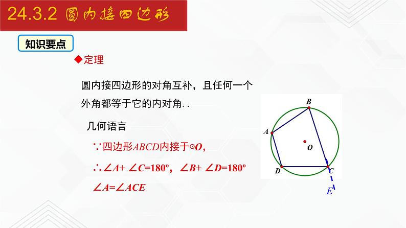 2020-2021学年九年级数学下册同步备课沪科版 24.3.2 圆内接四边形（课件）第6页