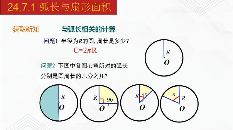 2020-2021学年九年级数学下册同步备课沪科版 24.7.1 弧长与扇形面积（课件）03