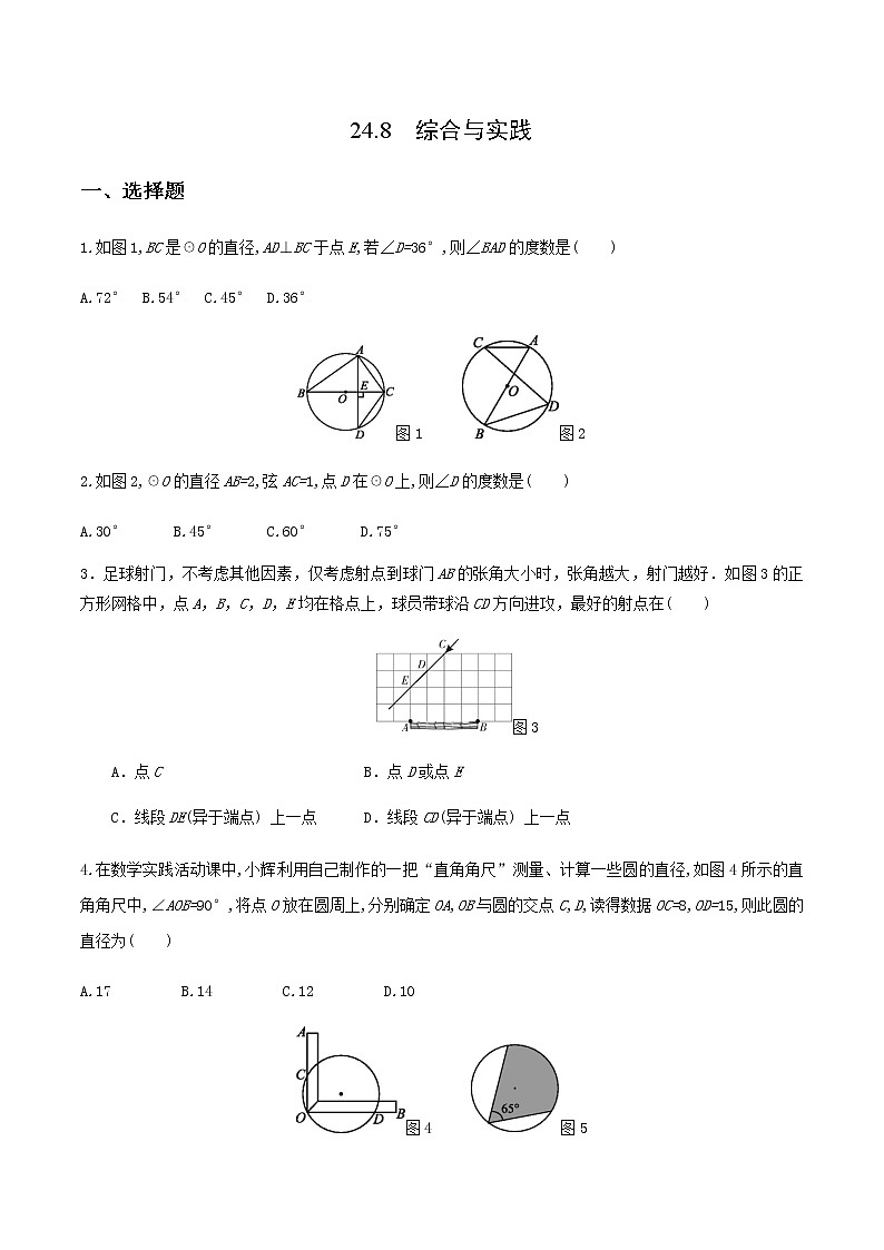 2020-2021学年九年级数学下册同步备课沪科版 24.8 综合与实践（作业） 练习01
