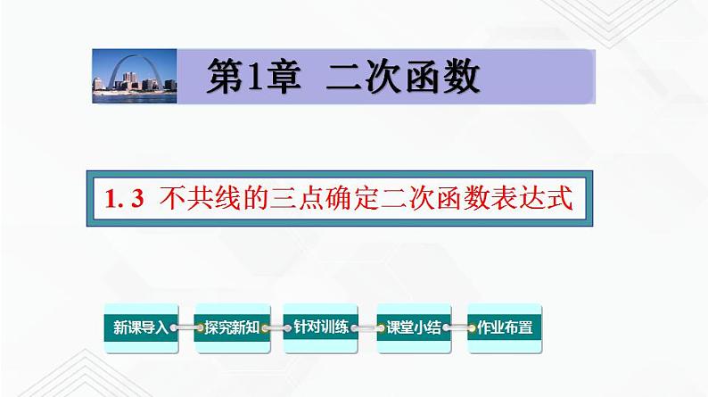 湘教版2020-2021学年九年级数学下册教学教学PPT 1.3 不共线的三点确定二次函数表达式01