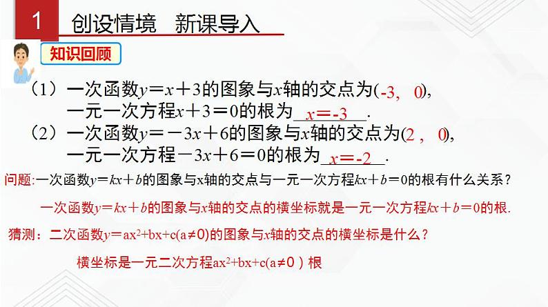 湘教版2020-2021学年九年级数学下册教学教学PPT 1.4 二次函数与一元二次方程的联系02