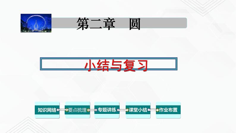 湘教版2020-2021学年九年级数学下册教学教学PPT 第二章 圆 小结与复习01