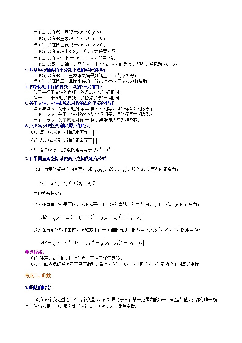 中考总复习：平面直角坐标系与一次函数、反比例函数--知识讲解（提高）02