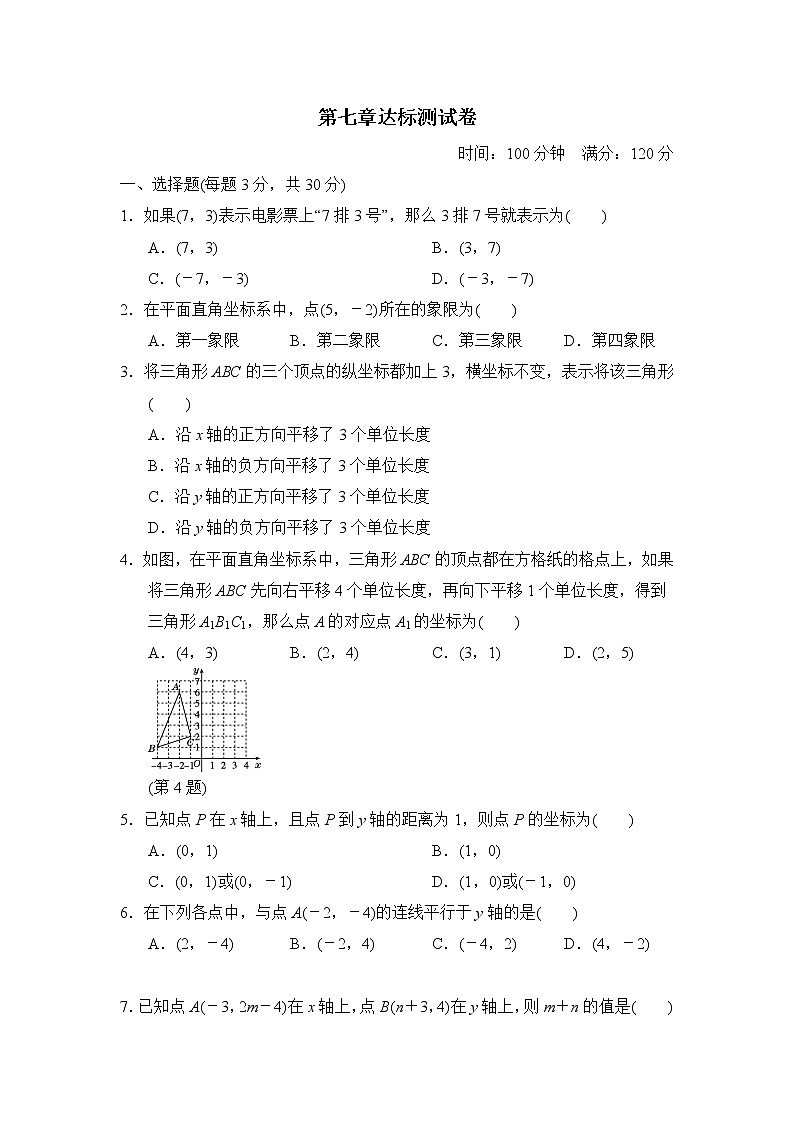 【精品试卷】人教版数学七年级下册第七章达标测试卷（含答案）01