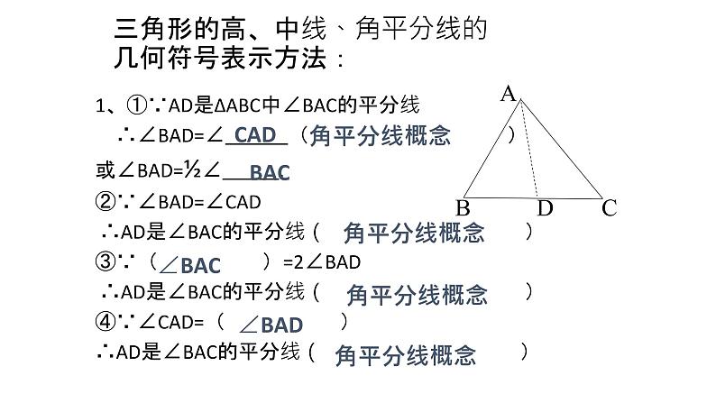 八年级上数学课件- 11-1-2 三角形的高、中线与角平分线  课件_人教新课标05