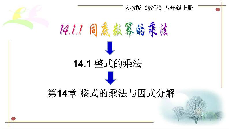 八年级上数学课件- 14-1-1 同底数幂的乘法  课件（共15张PPT）1_人教新课标第1页