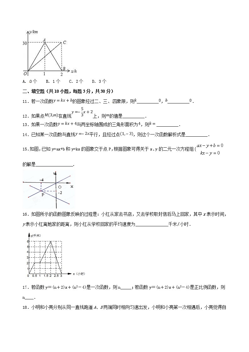【精品试卷】人教版数学八年级下册单元测试卷第19章 一次函数（B卷）（含答案）03