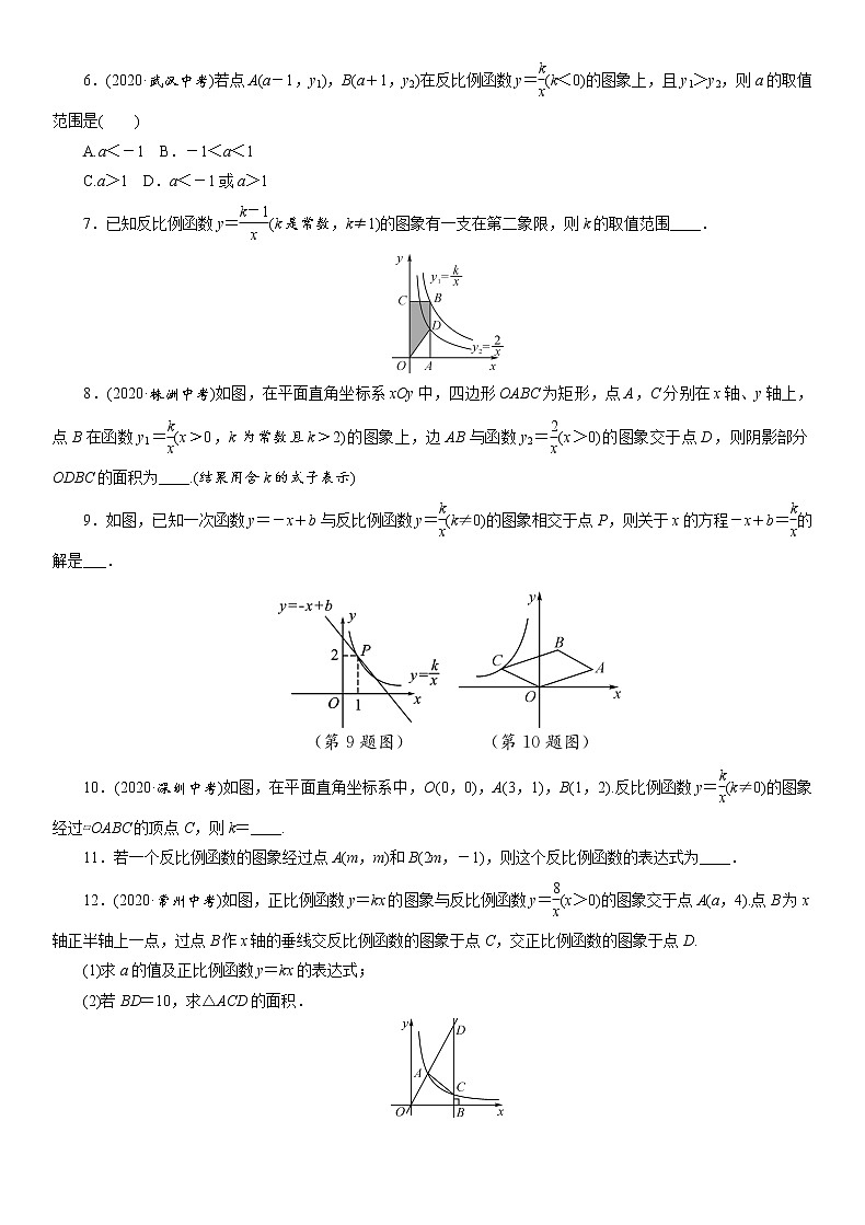 2021年中考数学一轮复习课时分层训练：  反比例函数02