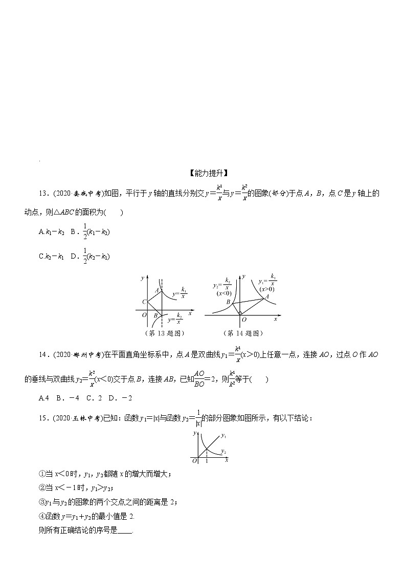 2021年中考数学一轮复习课时分层训练：  反比例函数03